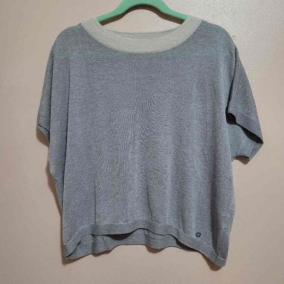 NUMPH Anthropologie Amilia Blouse Metallic Weave Short Sleeve Small - Picture 1 of 7
